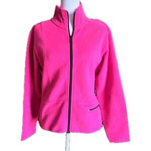Women M Pink Golf Full Zip Casual Jacket Zip Pocket Rock Barn Country Club